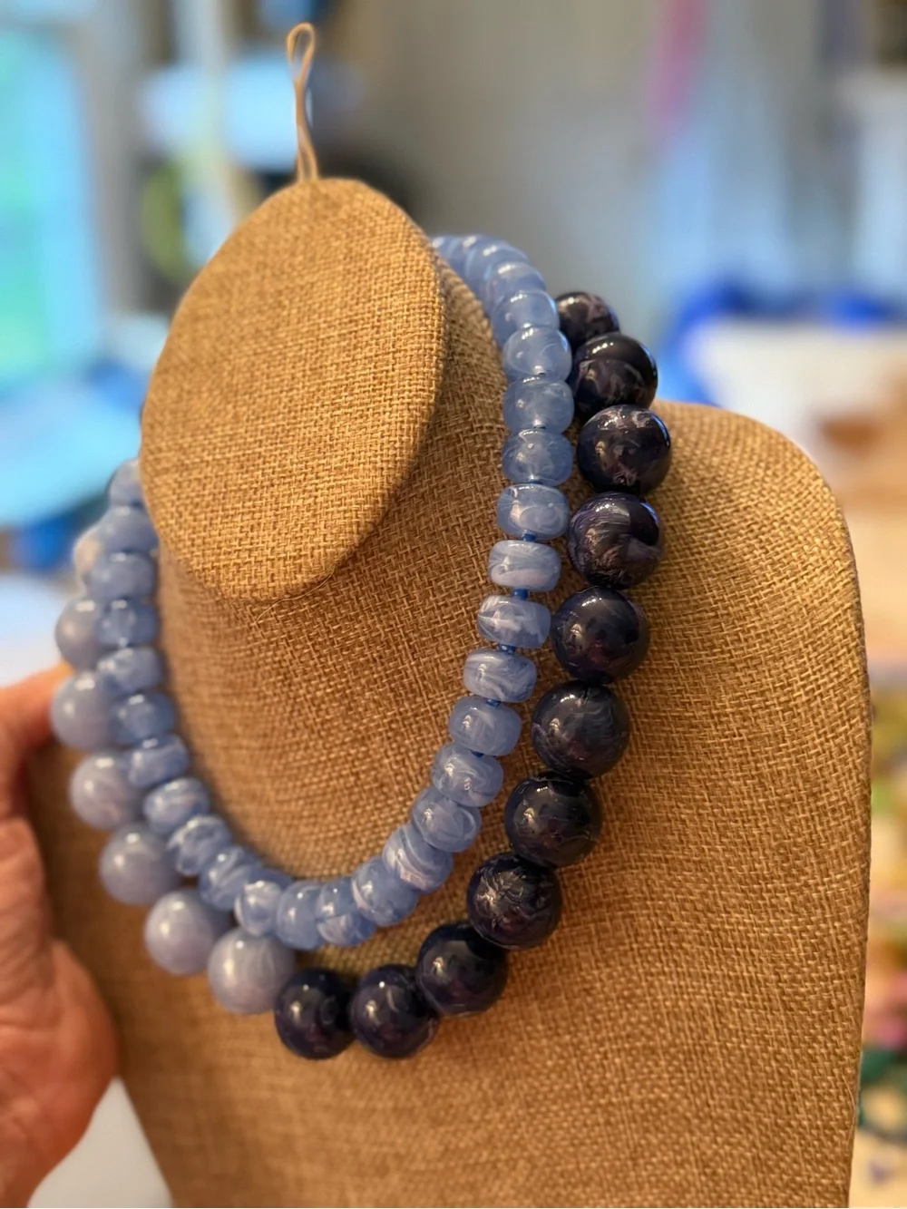 Dual-Tone Blue Graduated Bead Necklace